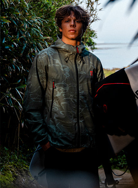 Rip Curl crew wearing camo jacket